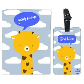 Personalized Passport Cover Travel Luggage Tag - Cute Giraff