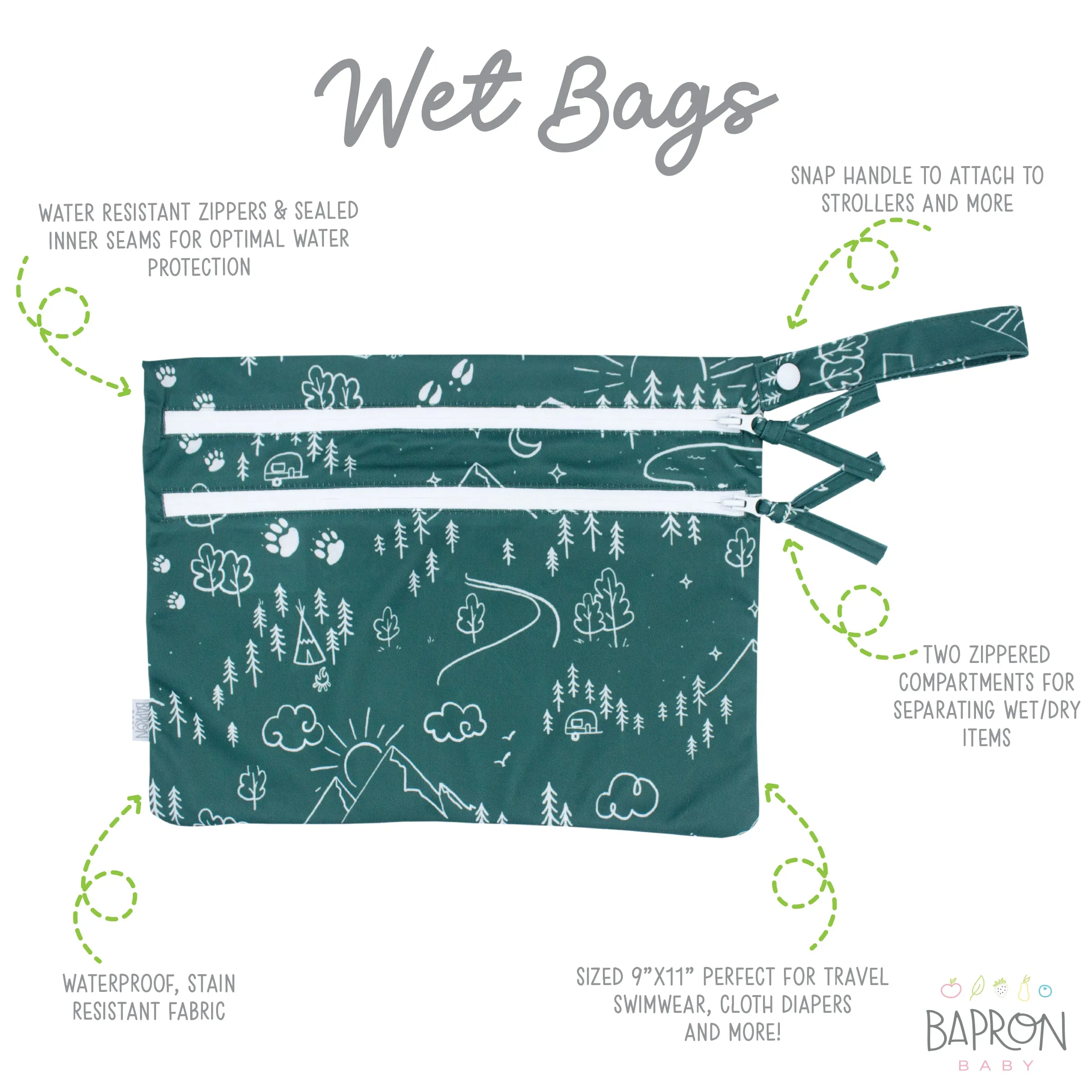 Pine Forest - Waterproof Wet Bag (For mealtime, on-the-go, and more!)