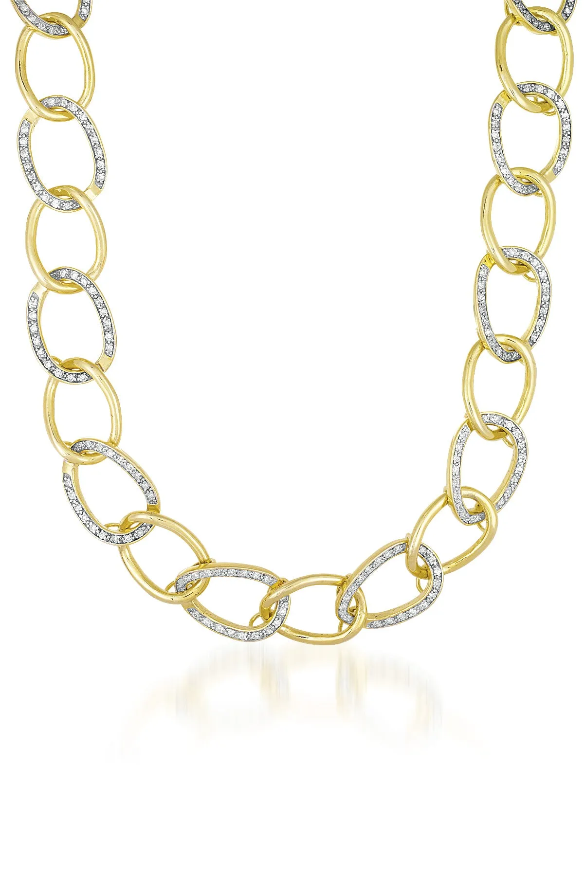 Pompidou Dual Golden and CZ Midi Chain Necklace