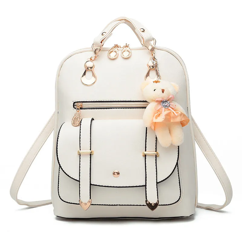 Pure Color Backpack Casual Student Backpack