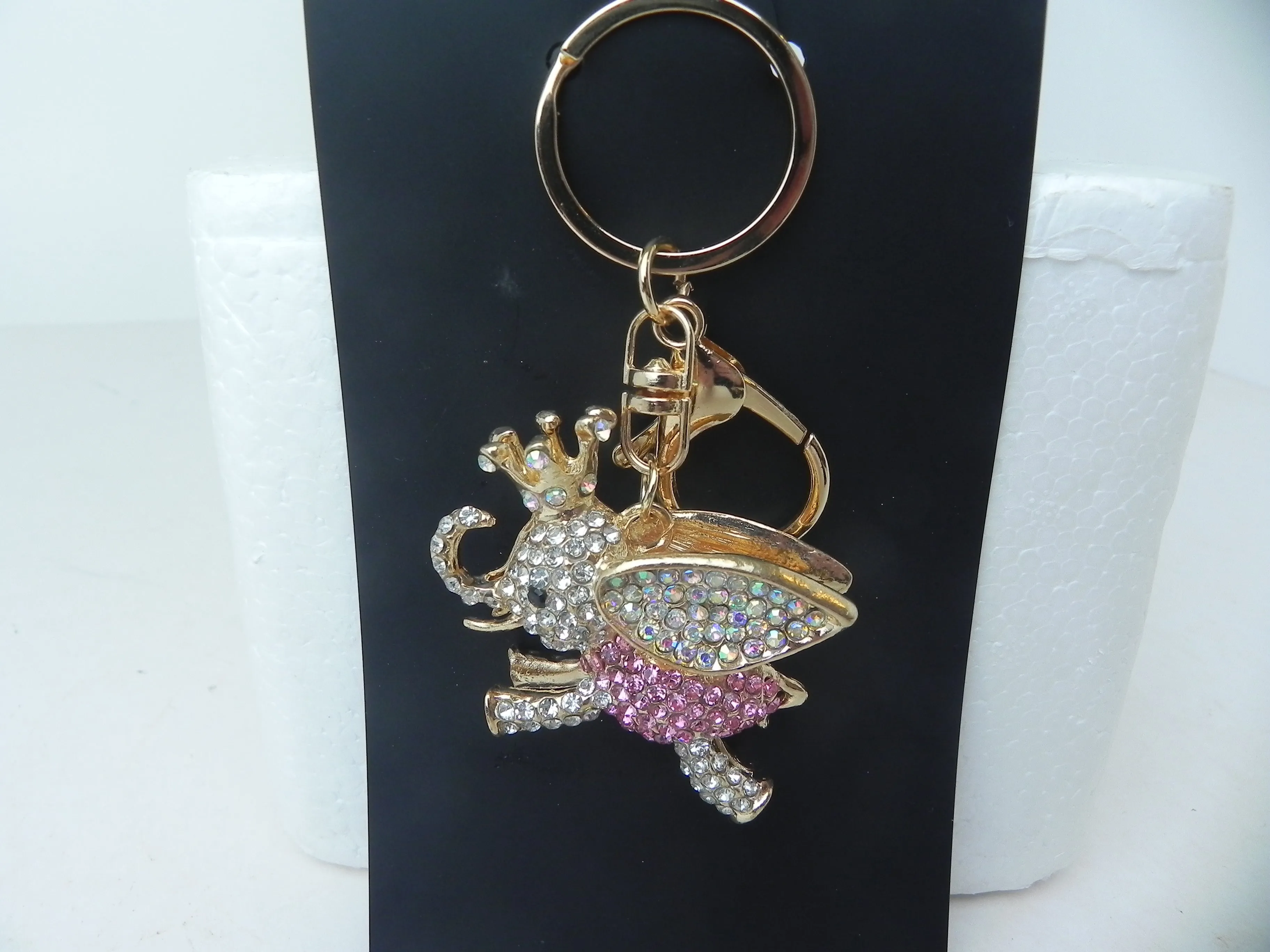 Purple Elephant Rhinestone Bling Purse Charm Keychain