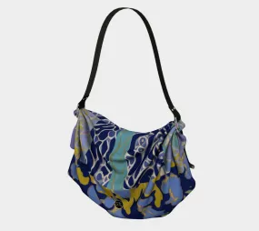 Purple Violets in Van Gogh Hobo Scarf Bag