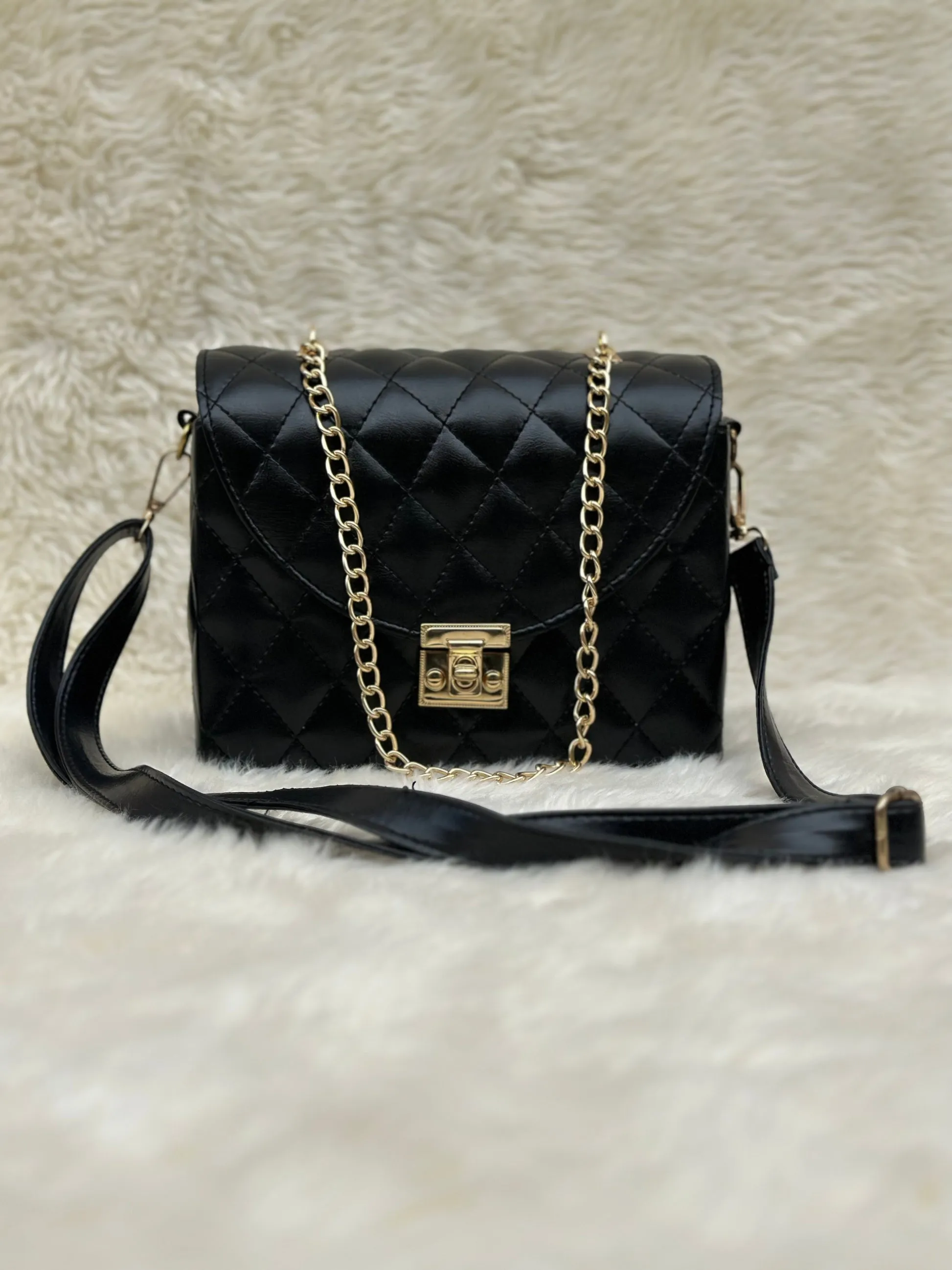 Pyramid Black Crossbody Bag