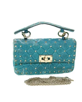 Quilted Velor Shoulder Bag with Chain Strap