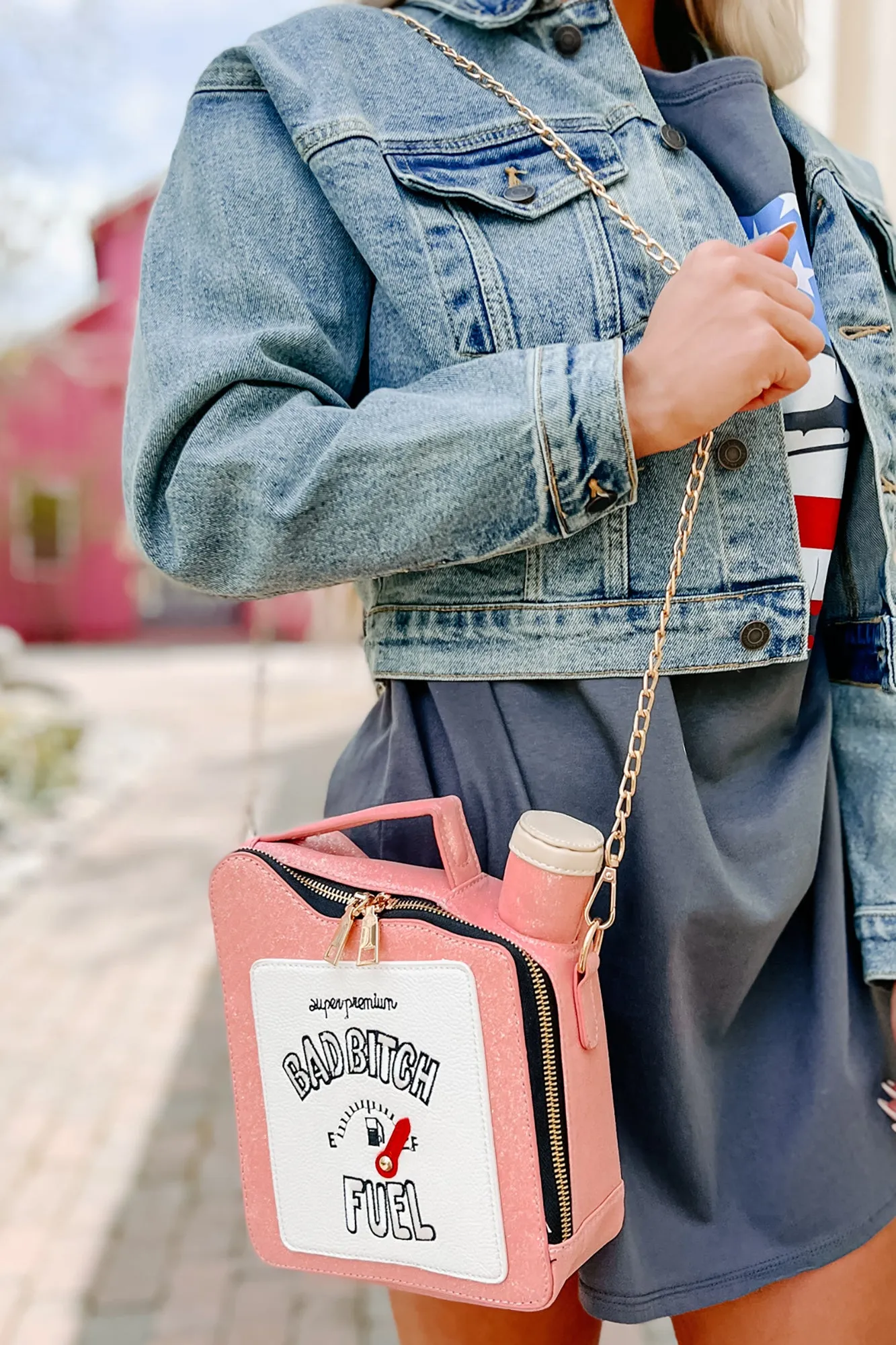 "Bad Bitch Fuel" Glittered Gas Can Purse (Pink)