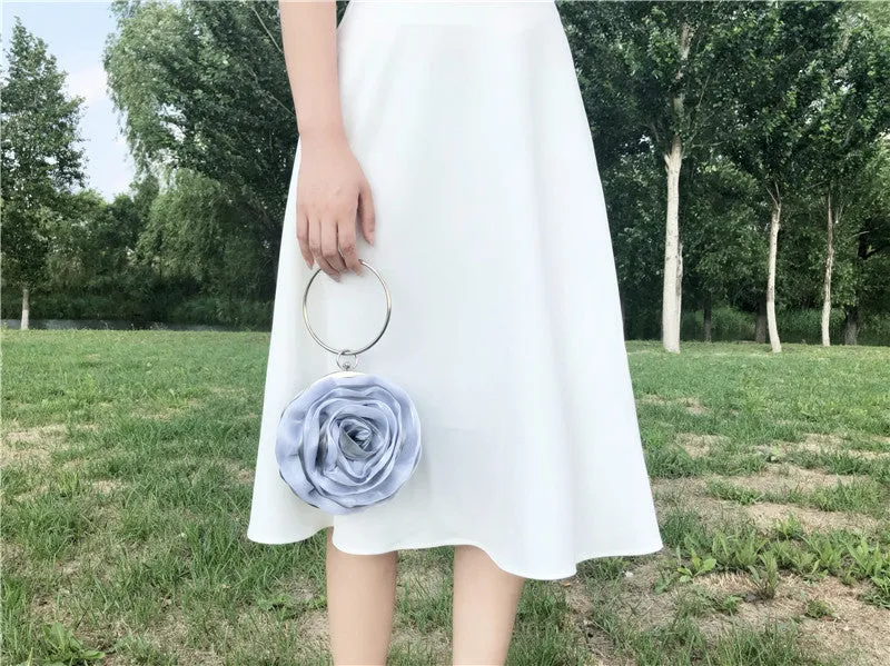 Retro Rose Pearl Chain Clutch Bag