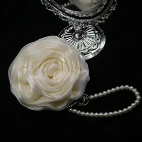 Retro Rose Pearl Chain Clutch Bag