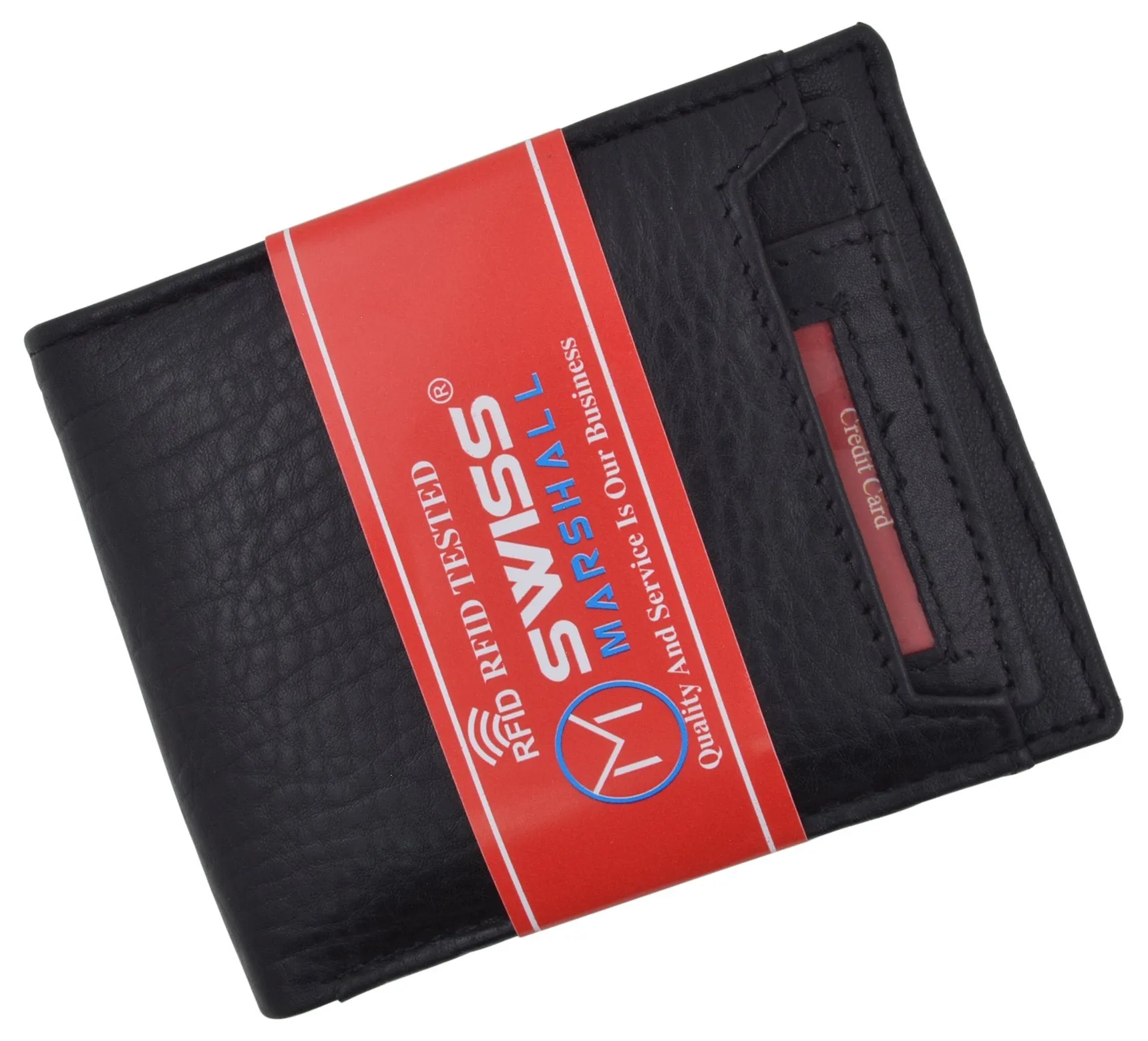 RFID Tested Premium Leather Black Bifold Wallet With Removable Front Card ID Holder RFID520533