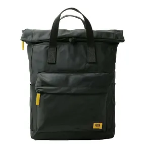 Roka Canfield B Medium All Black Recycled Nylon Backpack - Black/Corn Yellow