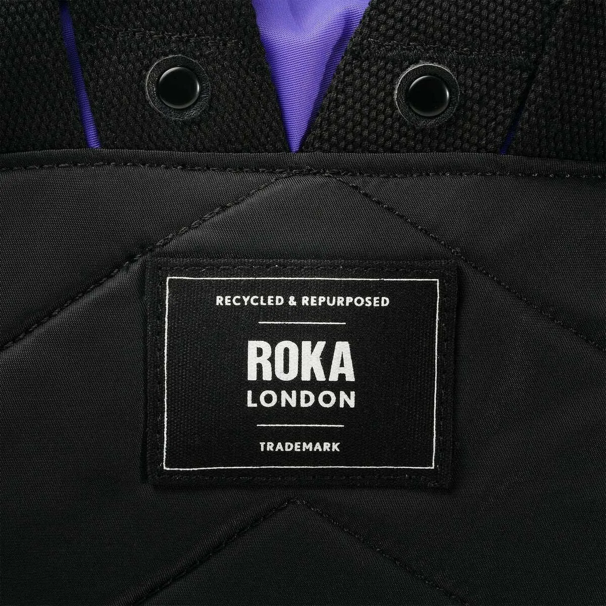 Roka Canfield B Medium Creative Waste Two Tone Recycled Nylon Backpack - Black/Simple Purple