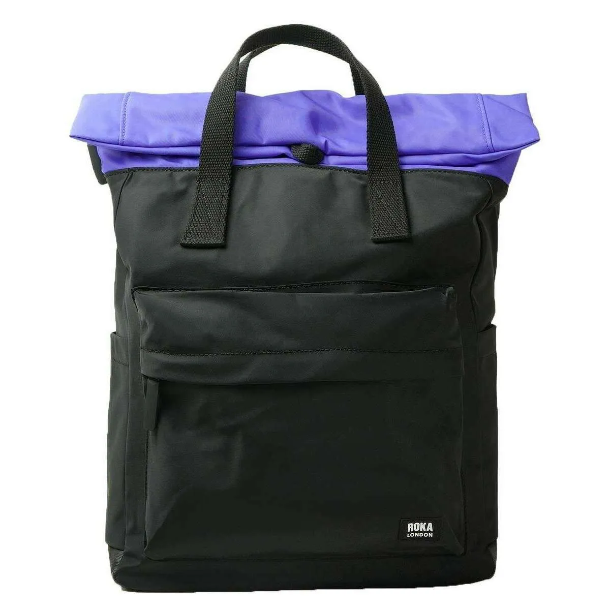 Roka Canfield B Medium Creative Waste Two Tone Recycled Nylon Backpack - Black/Simple Purple