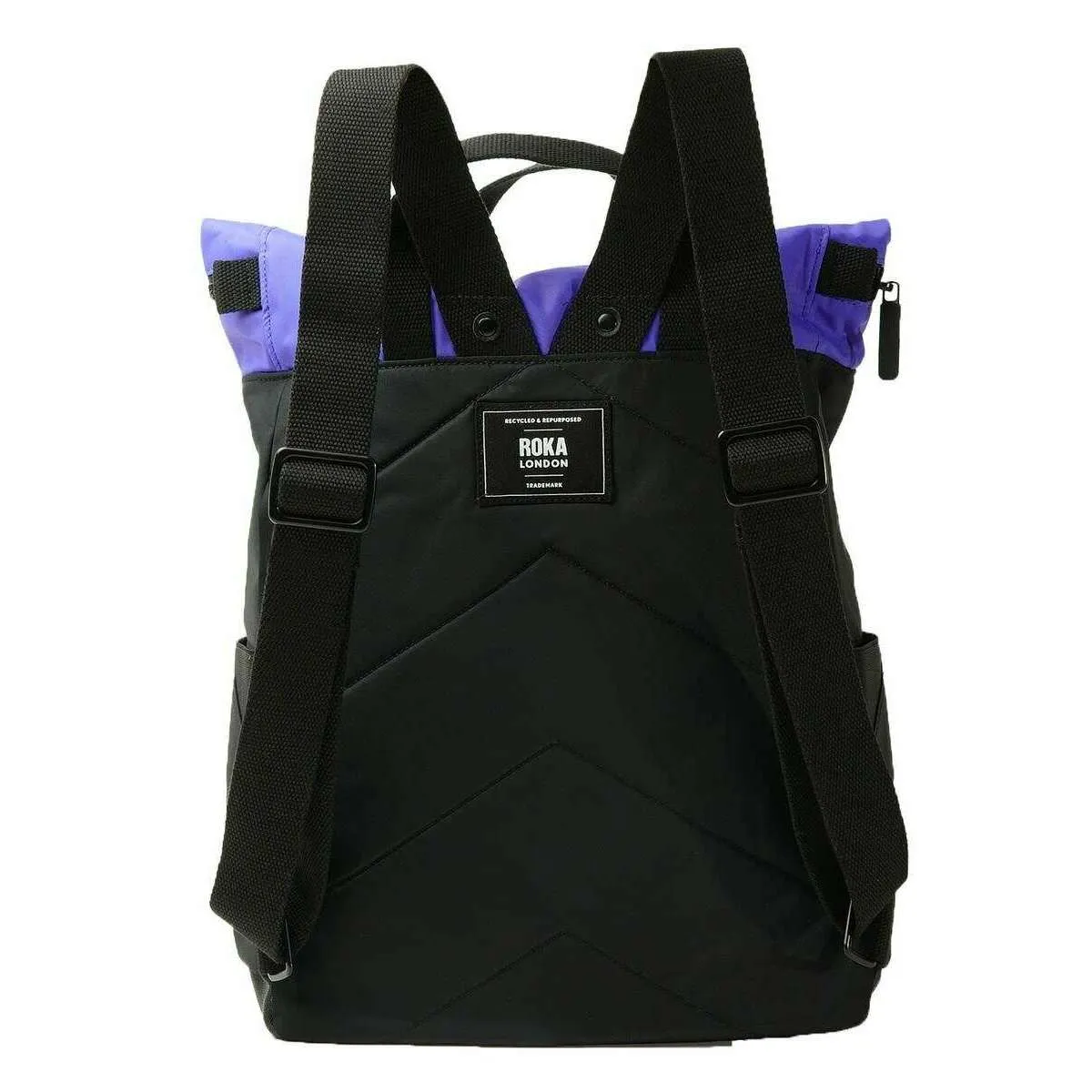 Roka Canfield B Medium Creative Waste Two Tone Recycled Nylon Backpack - Black/Simple Purple