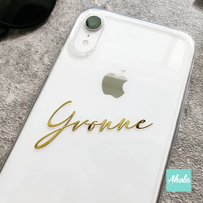 【Royac】Gold / Silver Letter Transparent Phone Case 金/銀色名字硬底全包軟邊矽膠電話殼