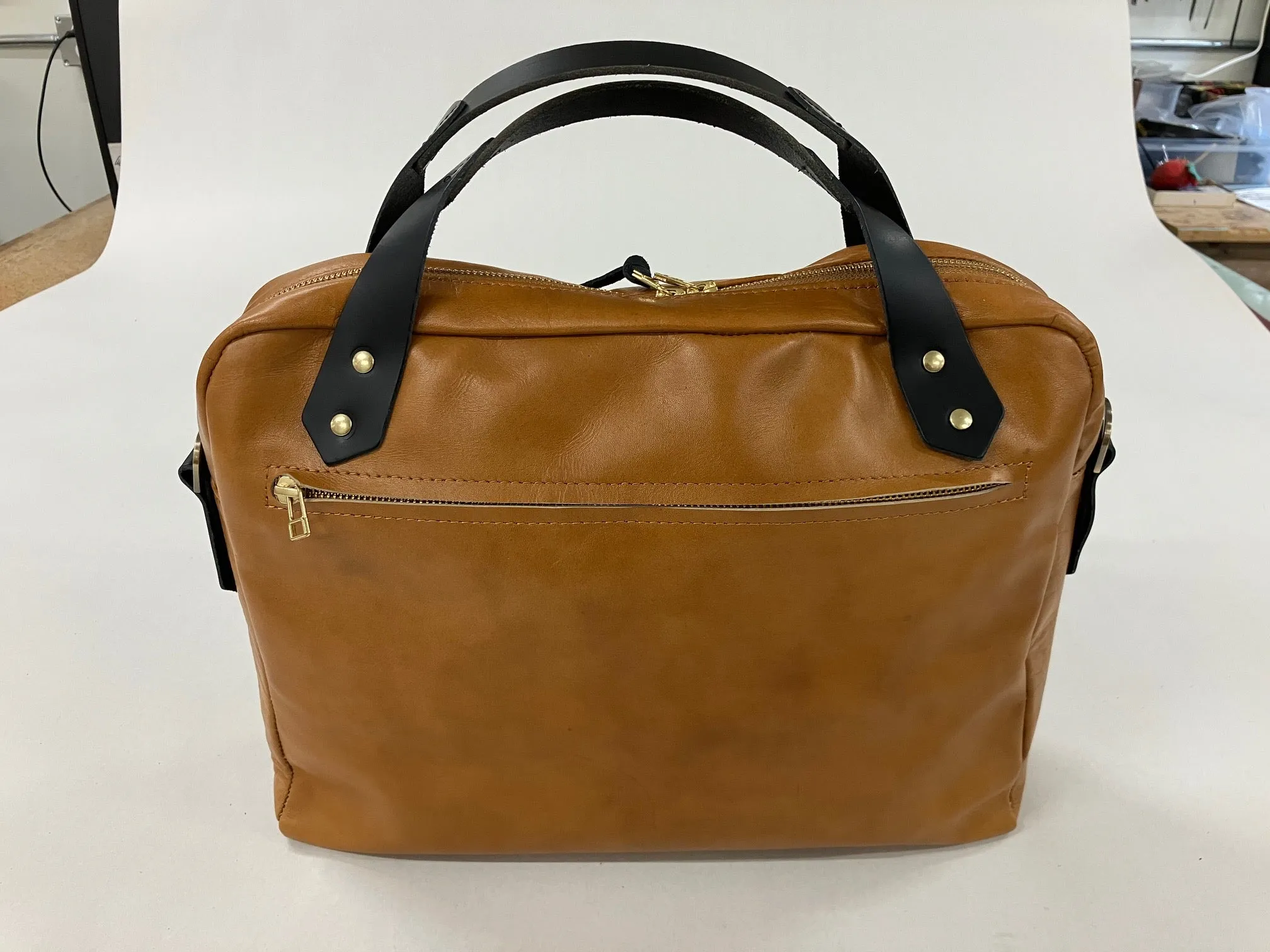 SAMPLE - ONE OF A KIND Leather briefcase, attache case, messenger bag in tan brown leather