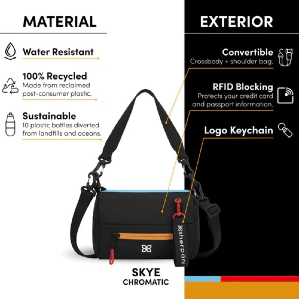 Sherpani Skye Mini Crossbody Bag in Chromatic Black with Multi Color