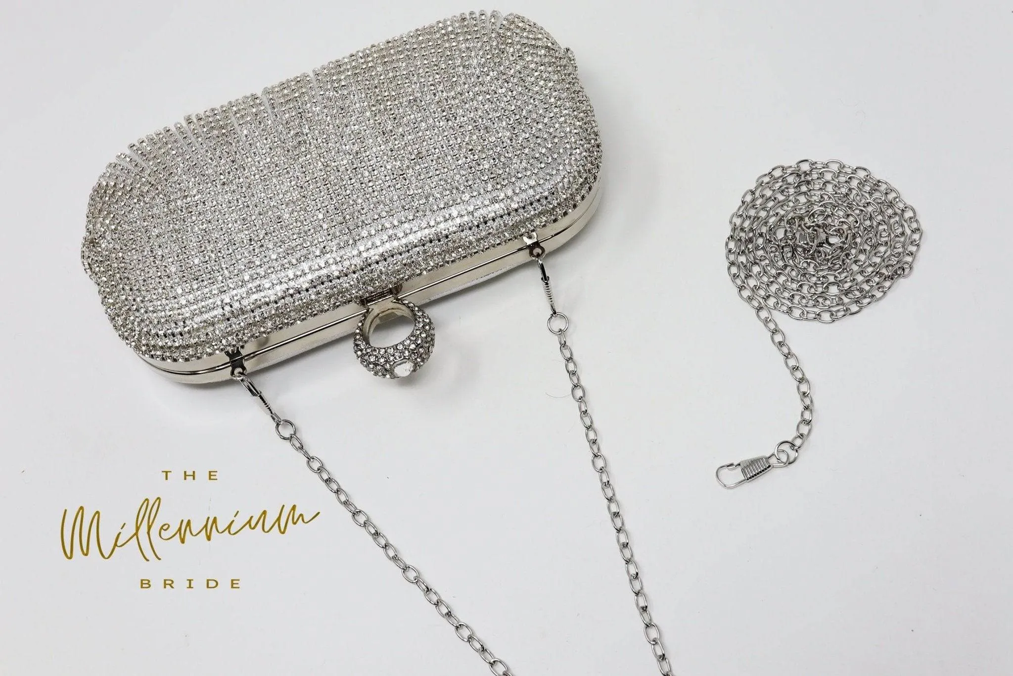 Silver Crystal Wedding Clutch, Statement Bag, Evening Clutch, Wedding Clutch, Bridal Bag, White Cross Body Bag