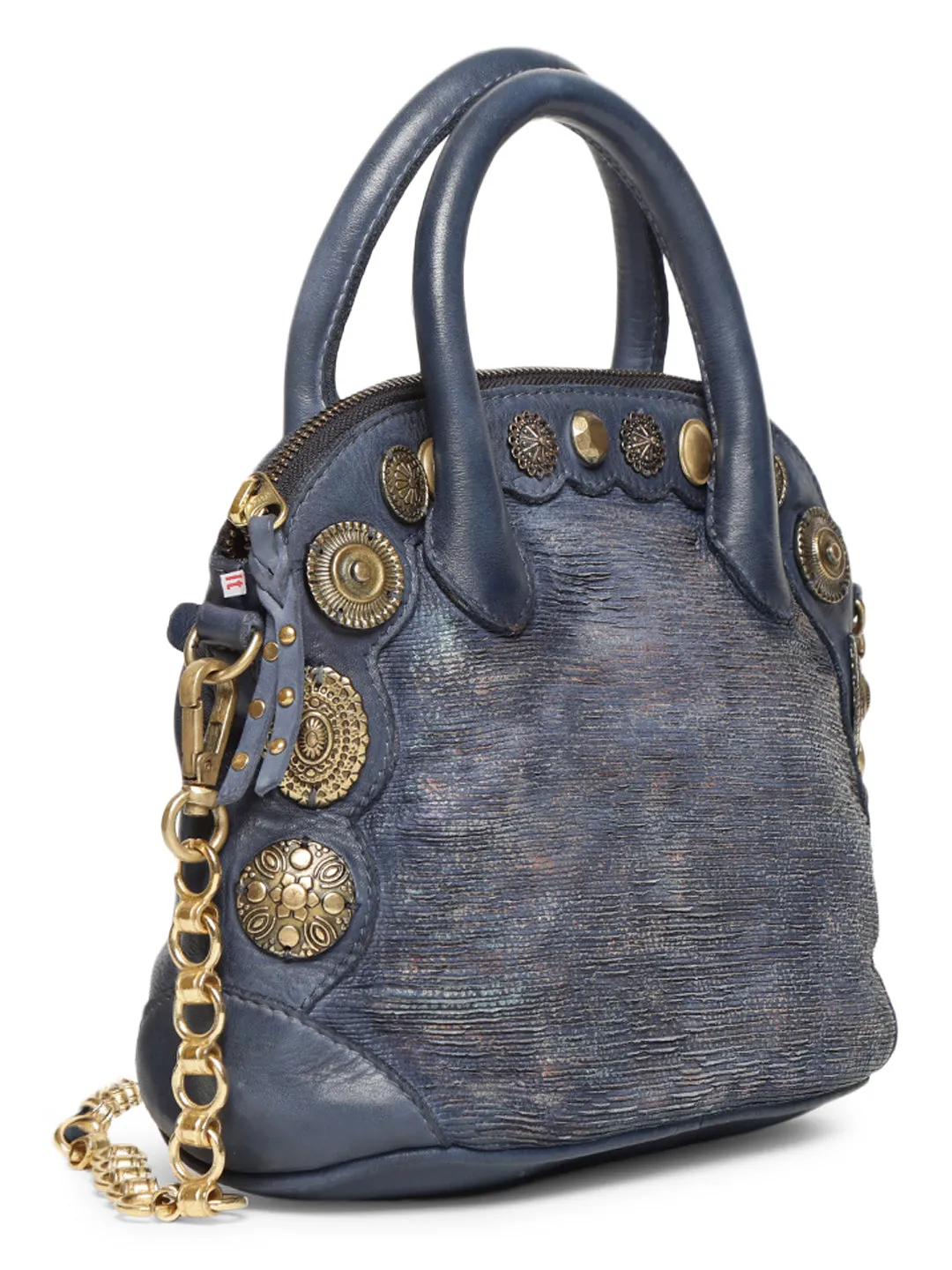 SILVIA: Navy Blue Leather Women Handbag By Art N Vintage