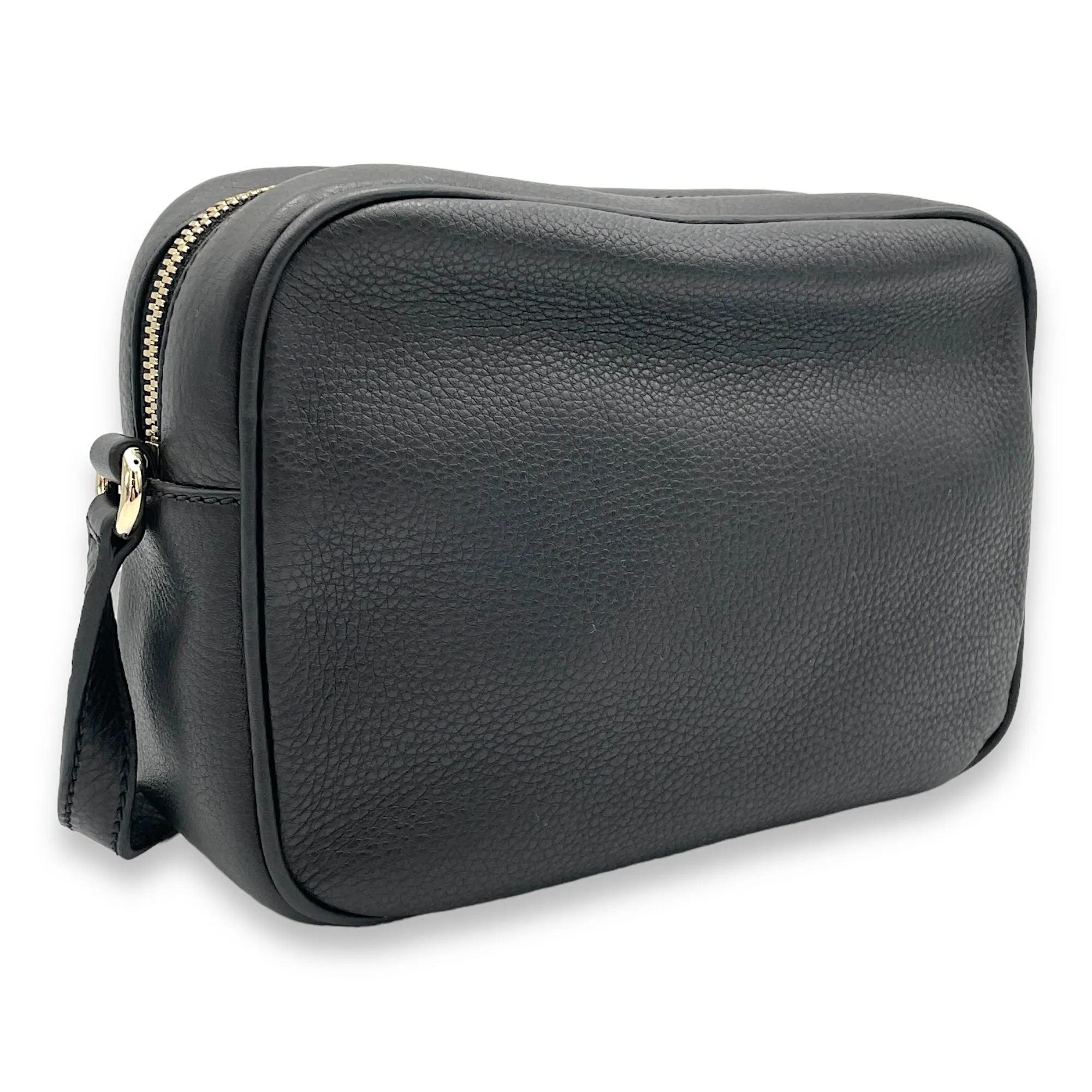 Soho Crossbody Bag Black in Calfskin, Gold hardware