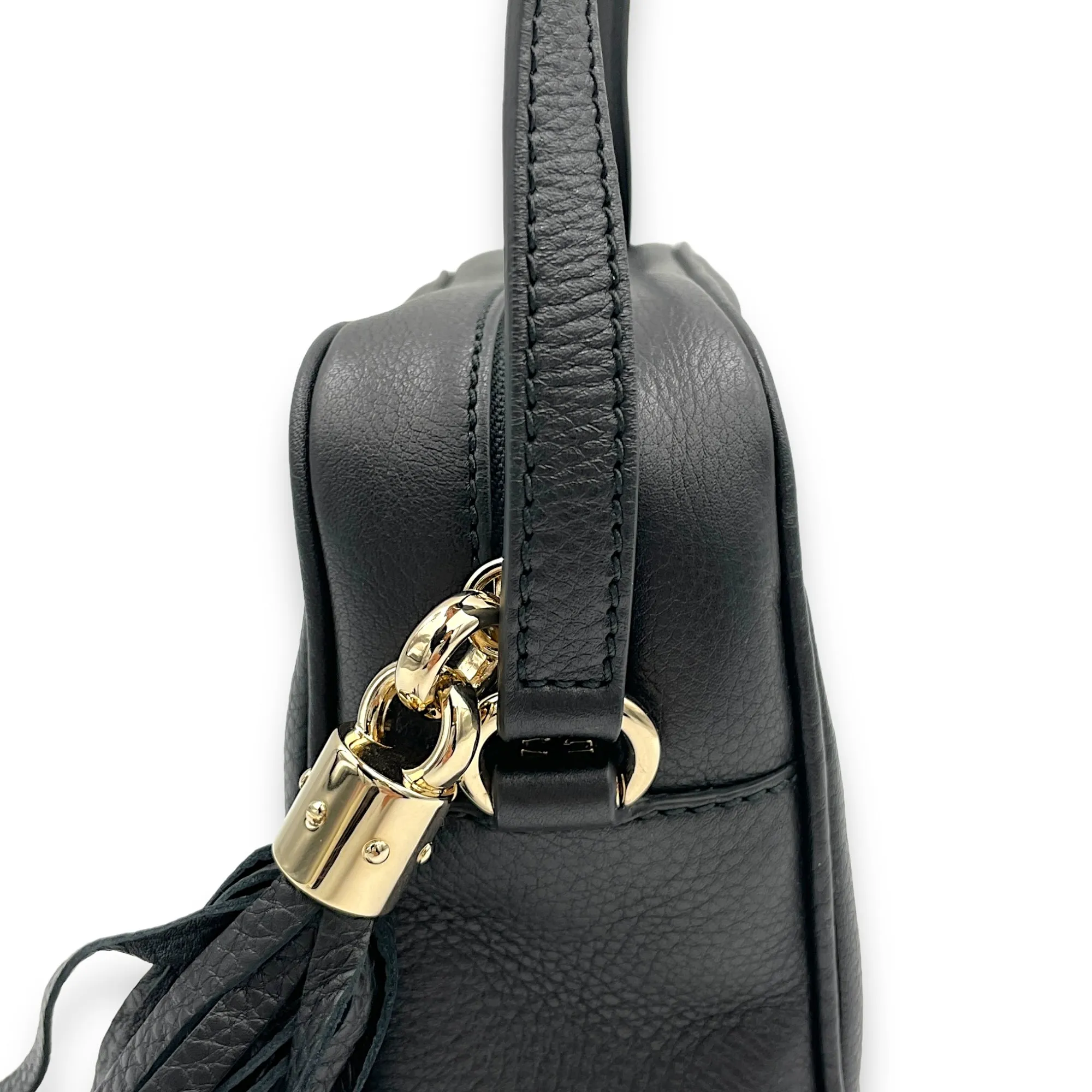 Soho Crossbody Bag Black in Calfskin, Gold hardware