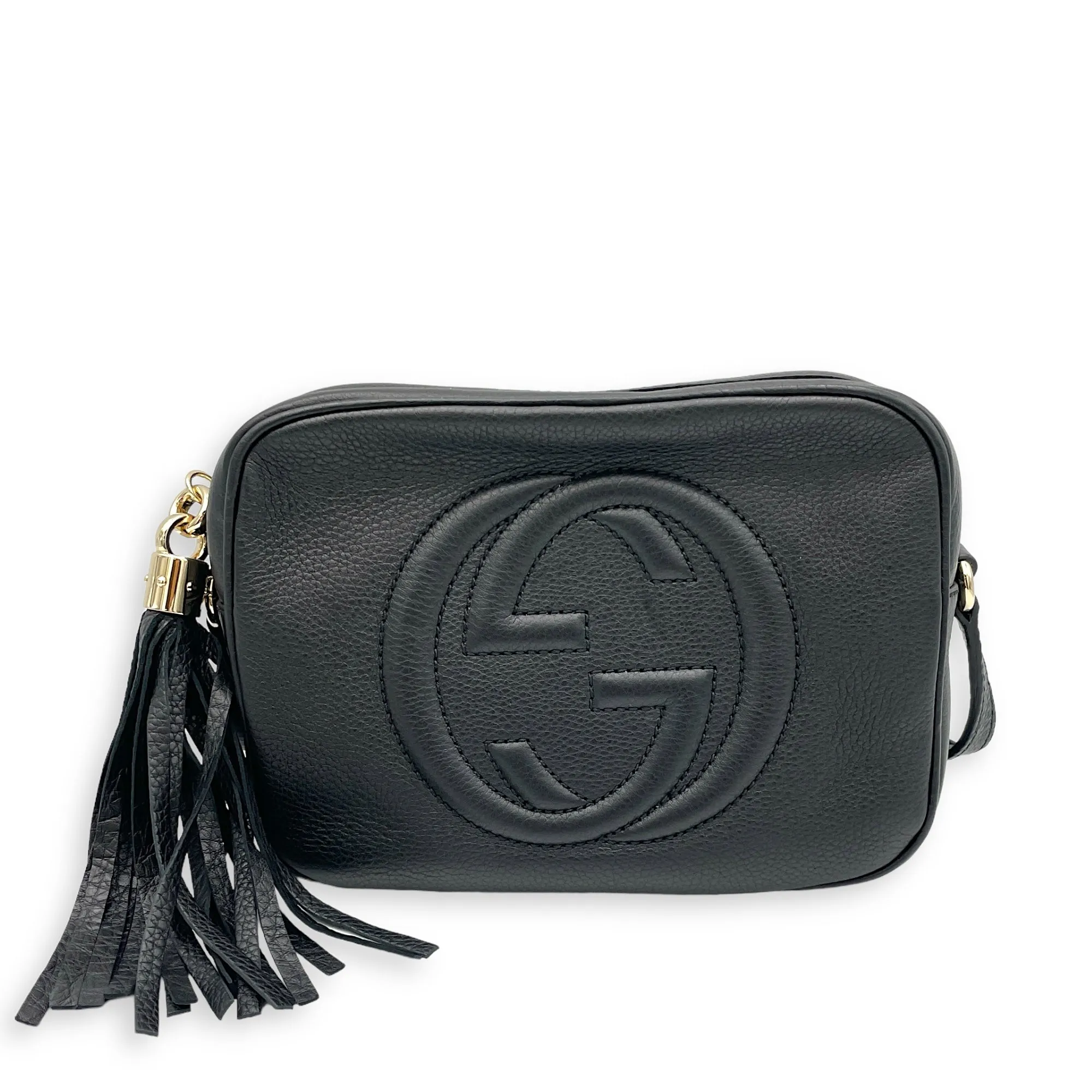 Soho Crossbody Bag Black in Calfskin, Gold hardware