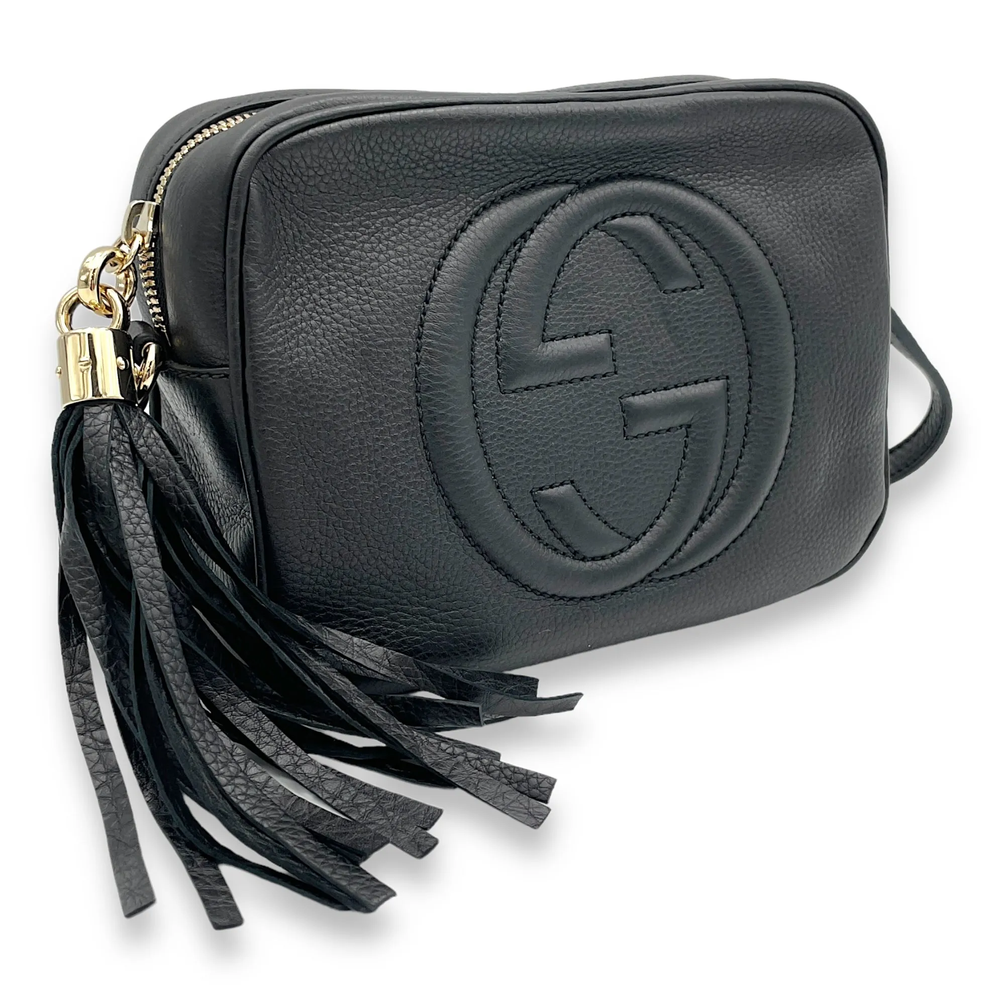 Soho Crossbody Bag Black in Calfskin, Gold hardware