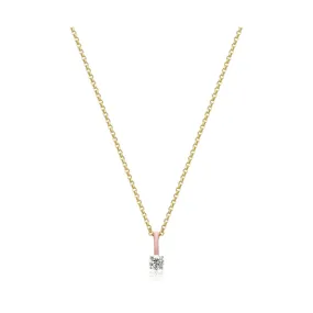 Solitaire CZ Light Pink Enamel Necklace