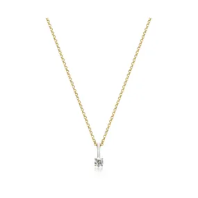 Solitaire CZ White Enamel Necklace