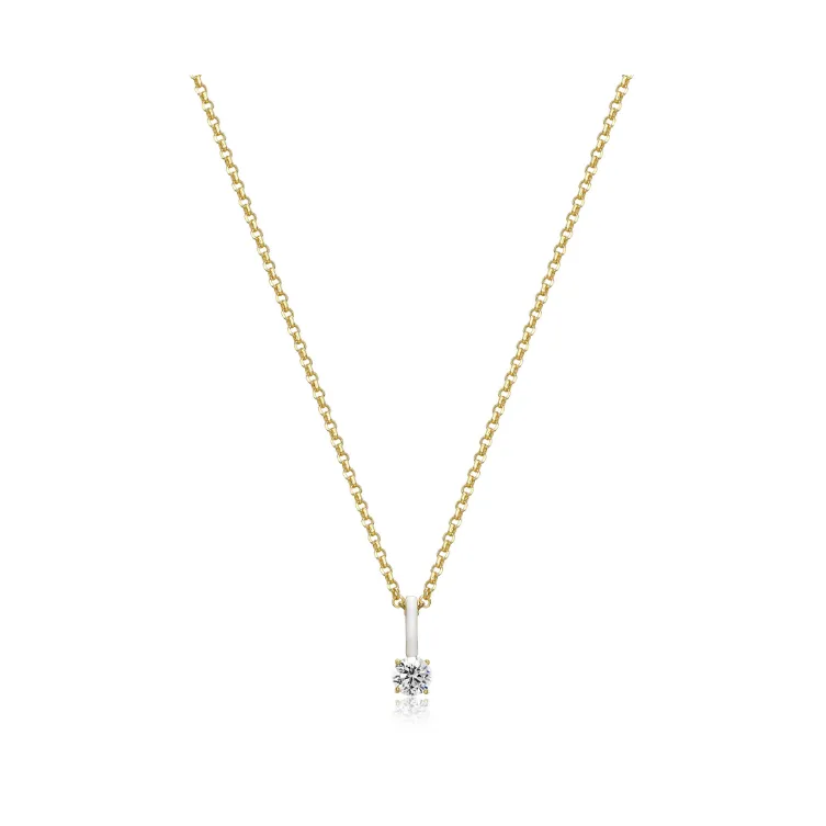 Solitaire CZ White Enamel Necklace