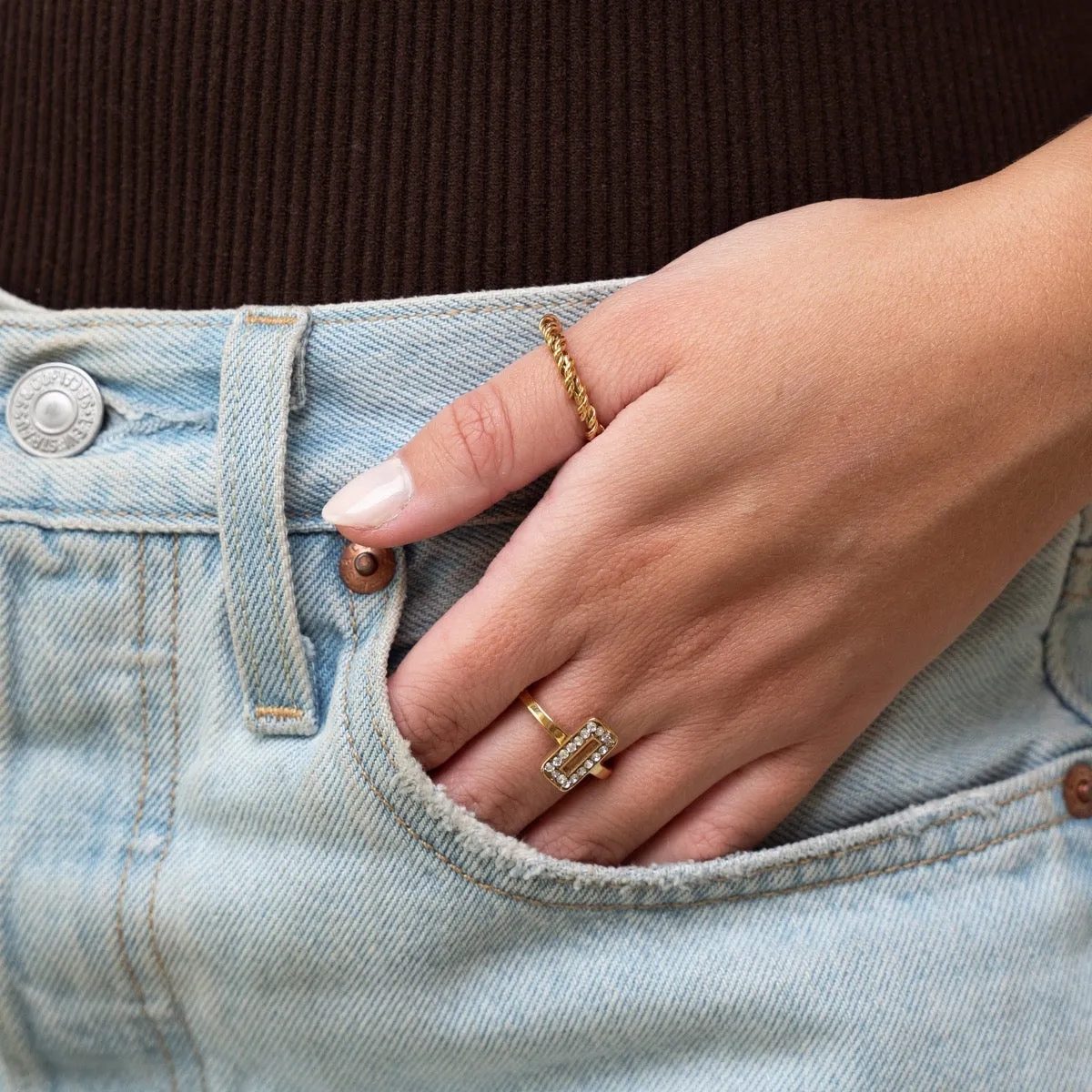 Spiral Chain Ring - Gold