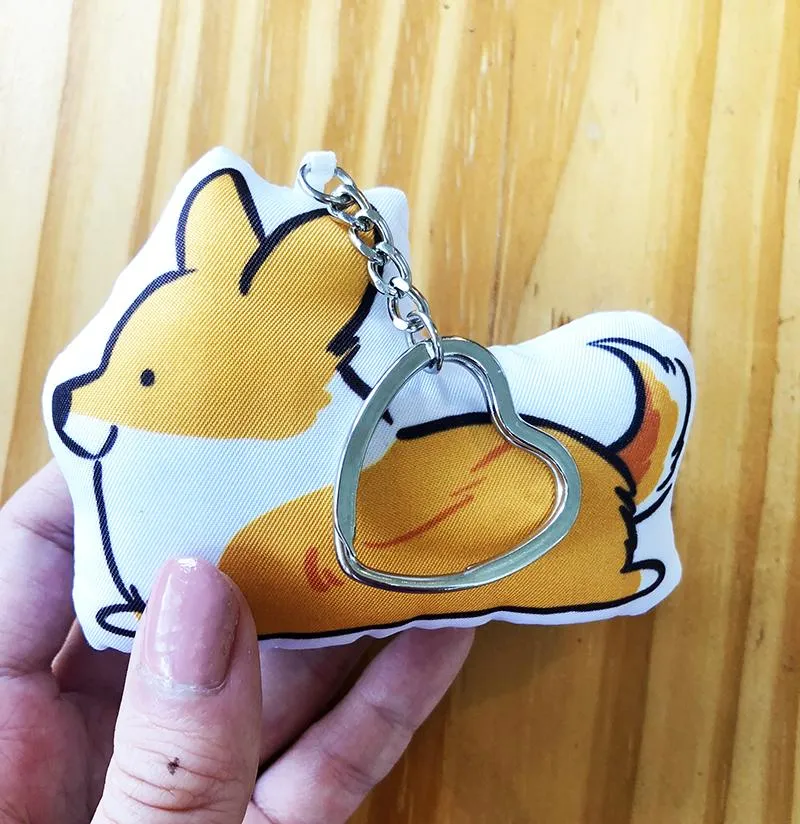 Sploot Corgi w/ Tail Pillow Keychain