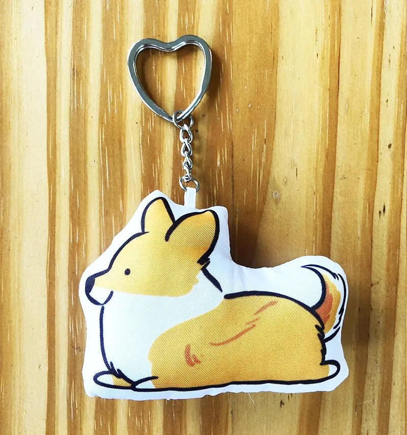 Sploot Corgi w/ Tail Pillow Keychain