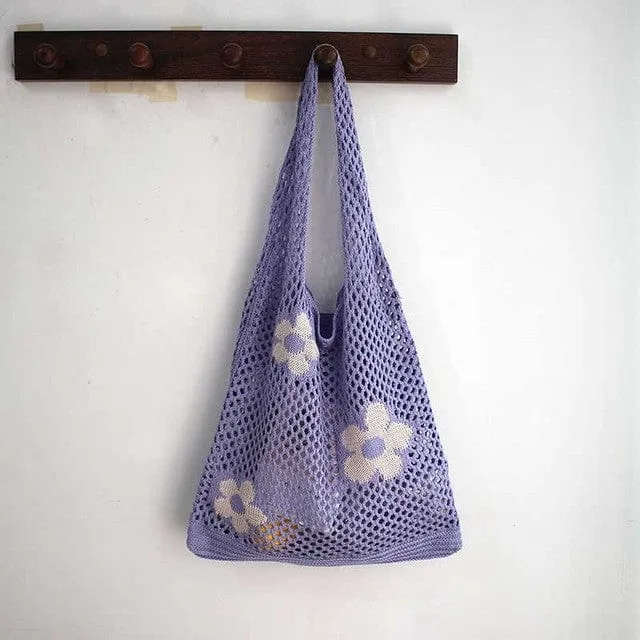 Summer Flower Mesh Tote Shopping Bag