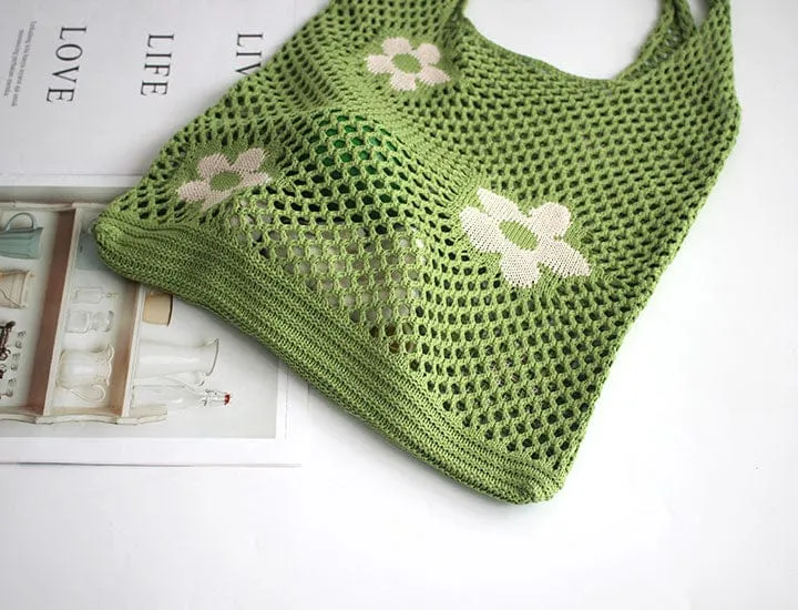 Summer Flower Mesh Tote Shopping Bag