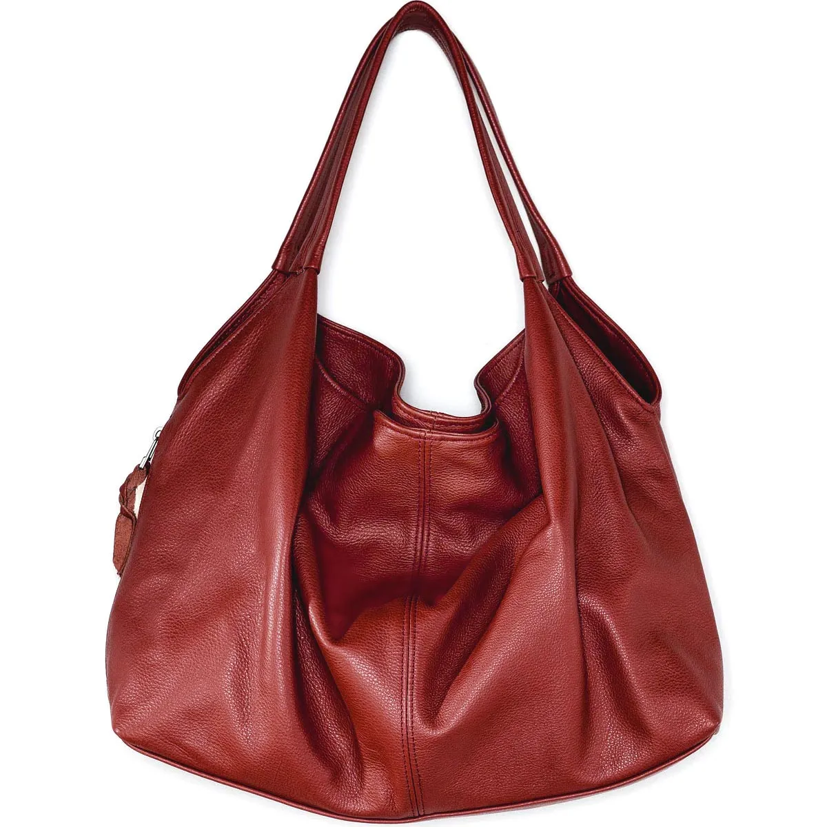 Sven draped leather double strap hobo