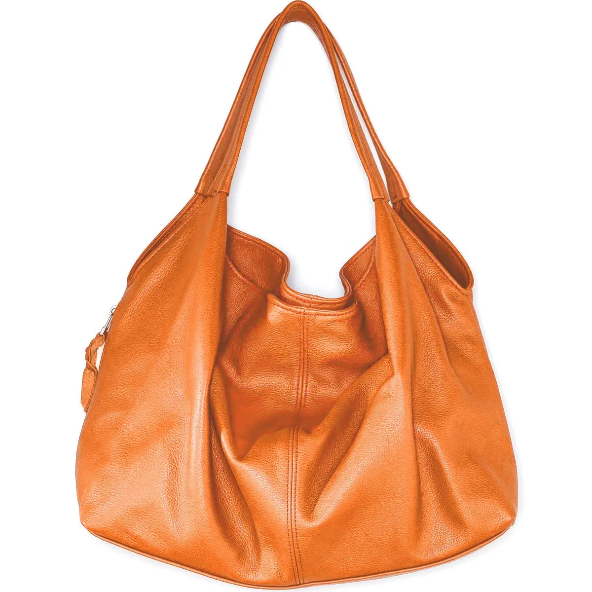 Sven draped leather double strap hobo