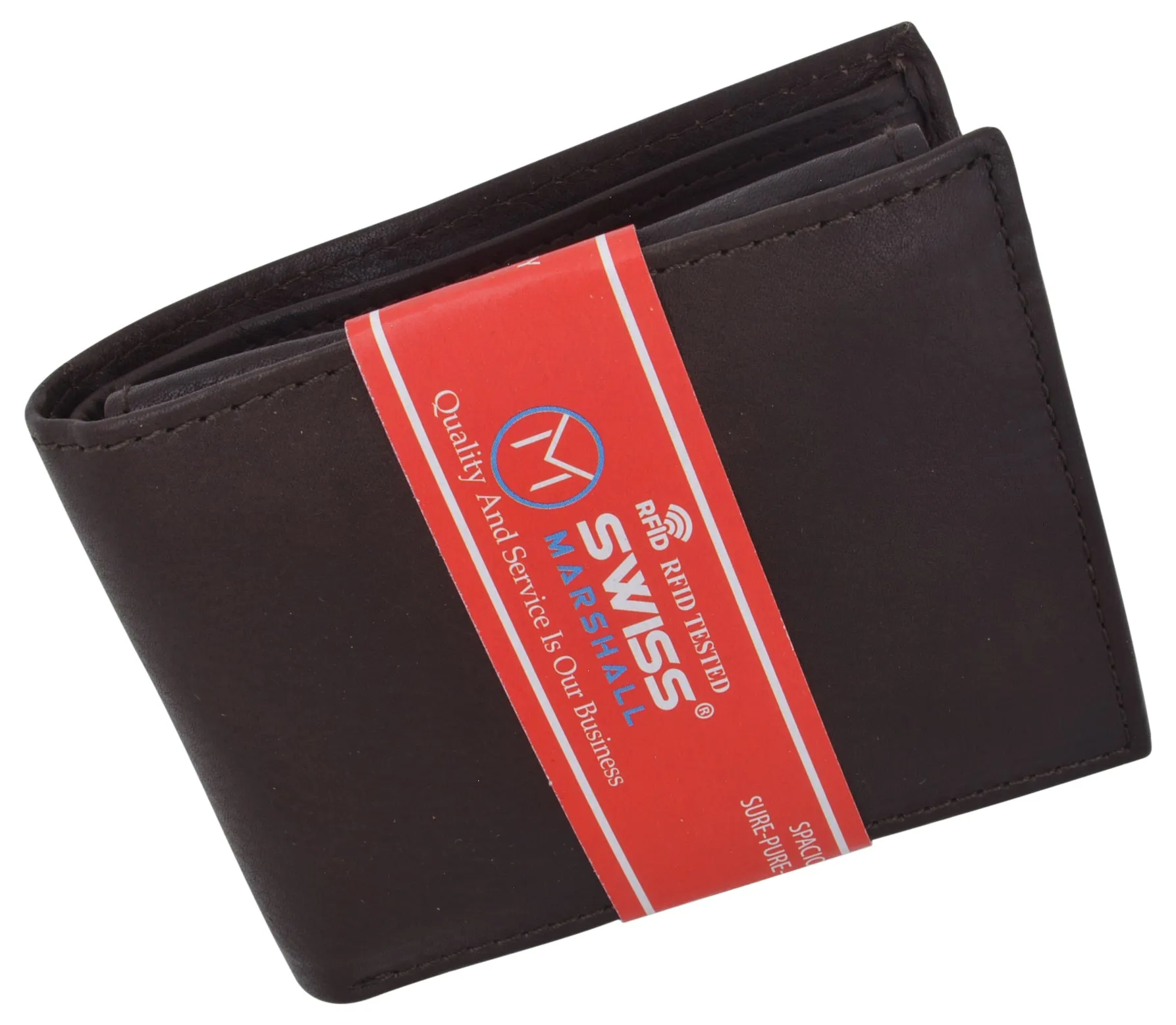 Swiss Marshall RFID Premium Leather Men's Bifold Flap ID Card Holder Wallet