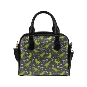 T-rex Purse, Dinosaurs Dino Green Pattern Cute Small Shoulder Zip Bag Vegan Leather Women Designer Handbag Crossbody Ladies