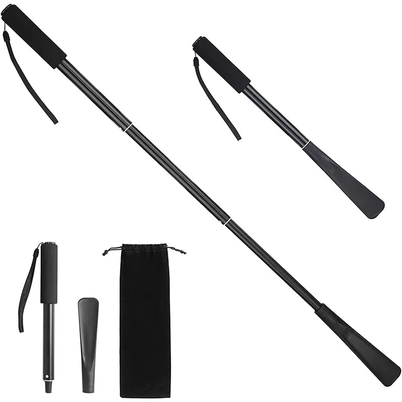 Telescopic metal shoehorn with long handle