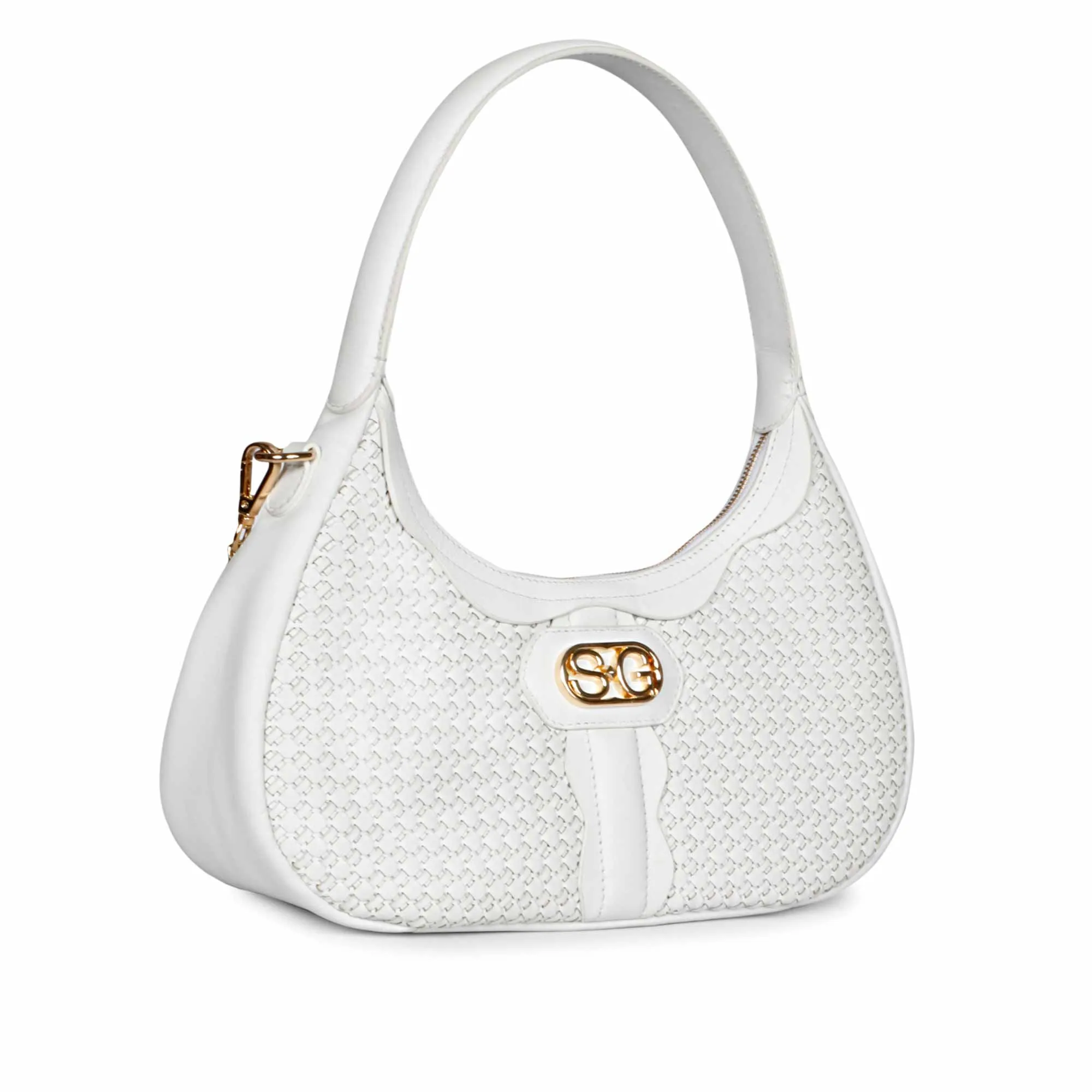 Tesorina White Hand Woven Leather Hobo Bags