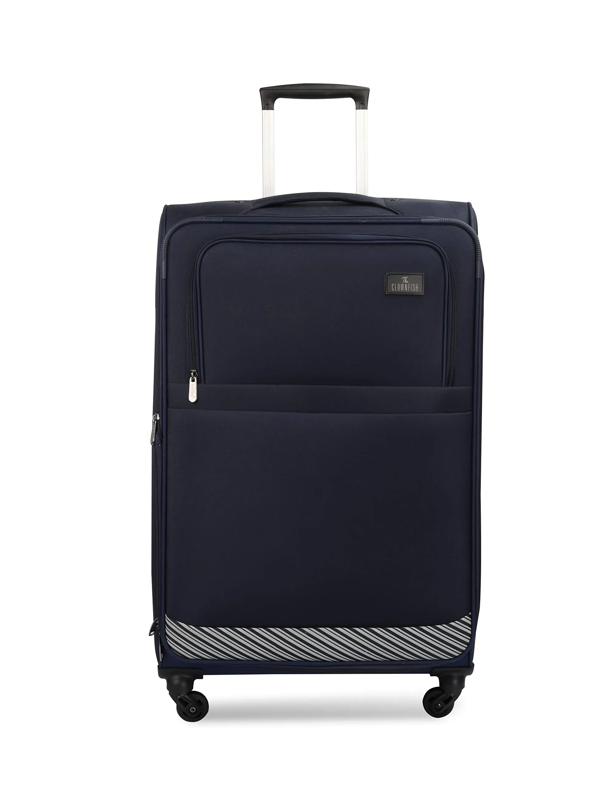 THE CLOWNFISH Sydney Luggage Polyester Soft Case Suitcase Four Wheel Trolley Bag - Navy Blue (Small size, 67 cm)