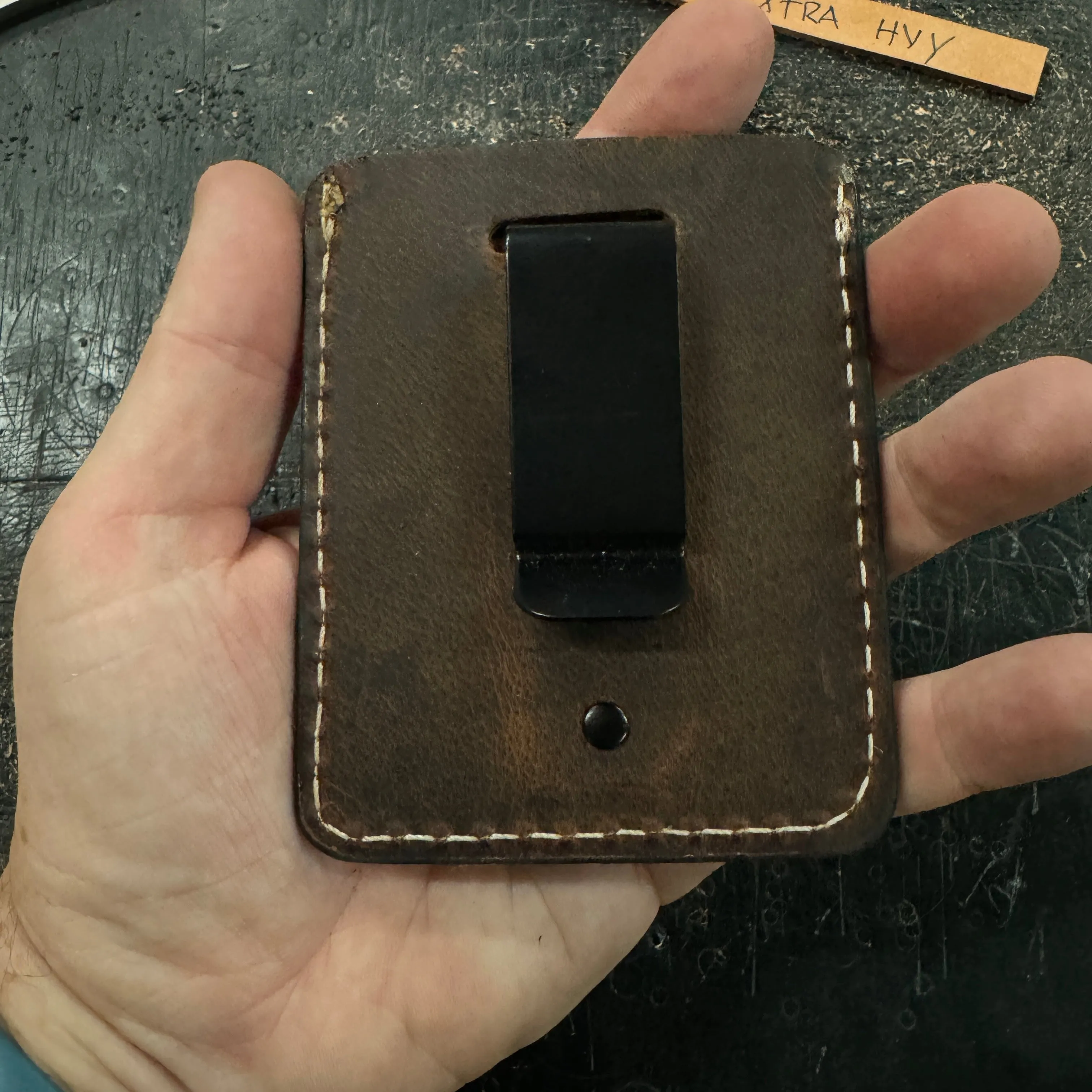 Three Pocket Minimalist Wallet With Money Clip - Crazy Horse Buffalo Leather