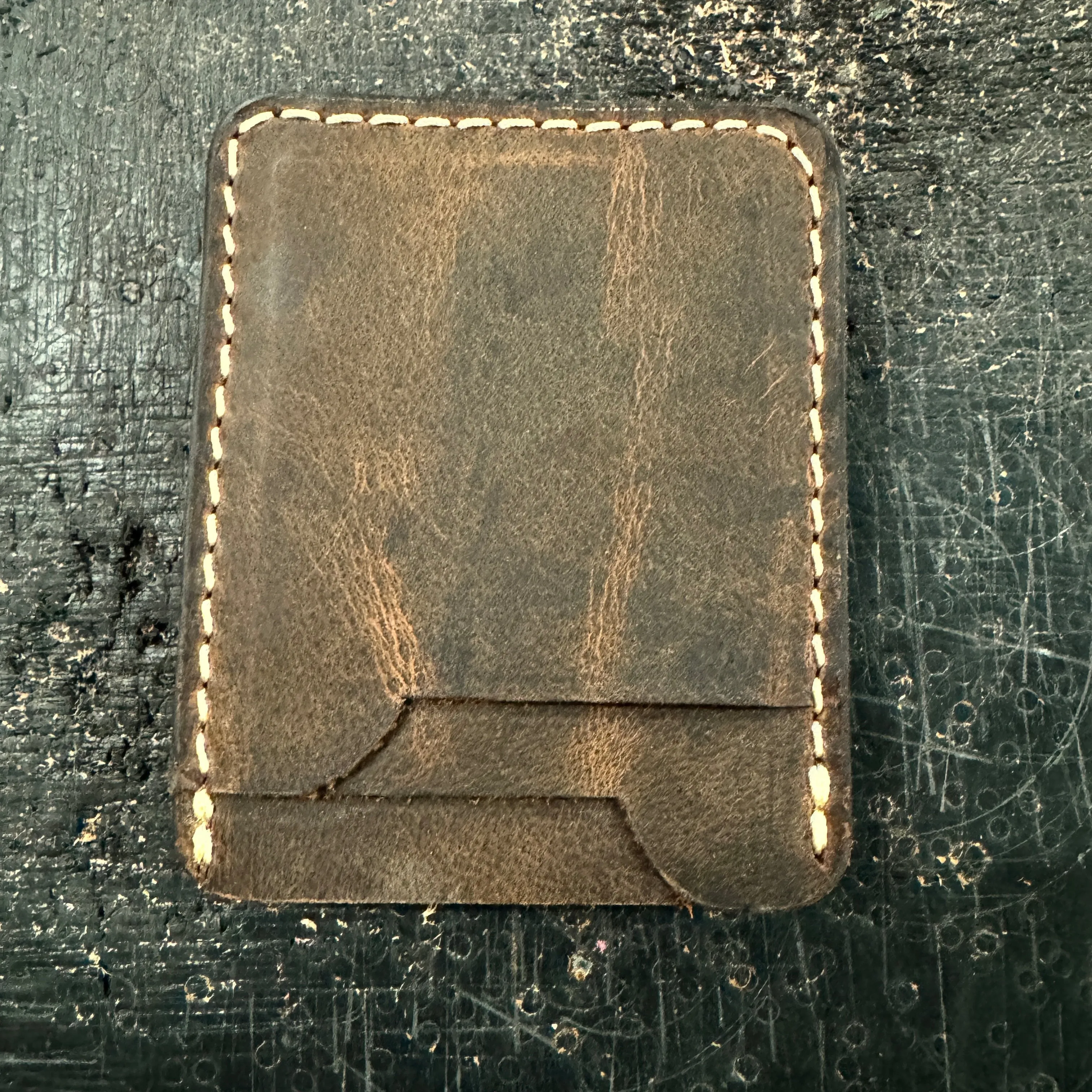 Three Pocket Minimalist Wallet With Money Clip - Crazy Horse Buffalo Leather