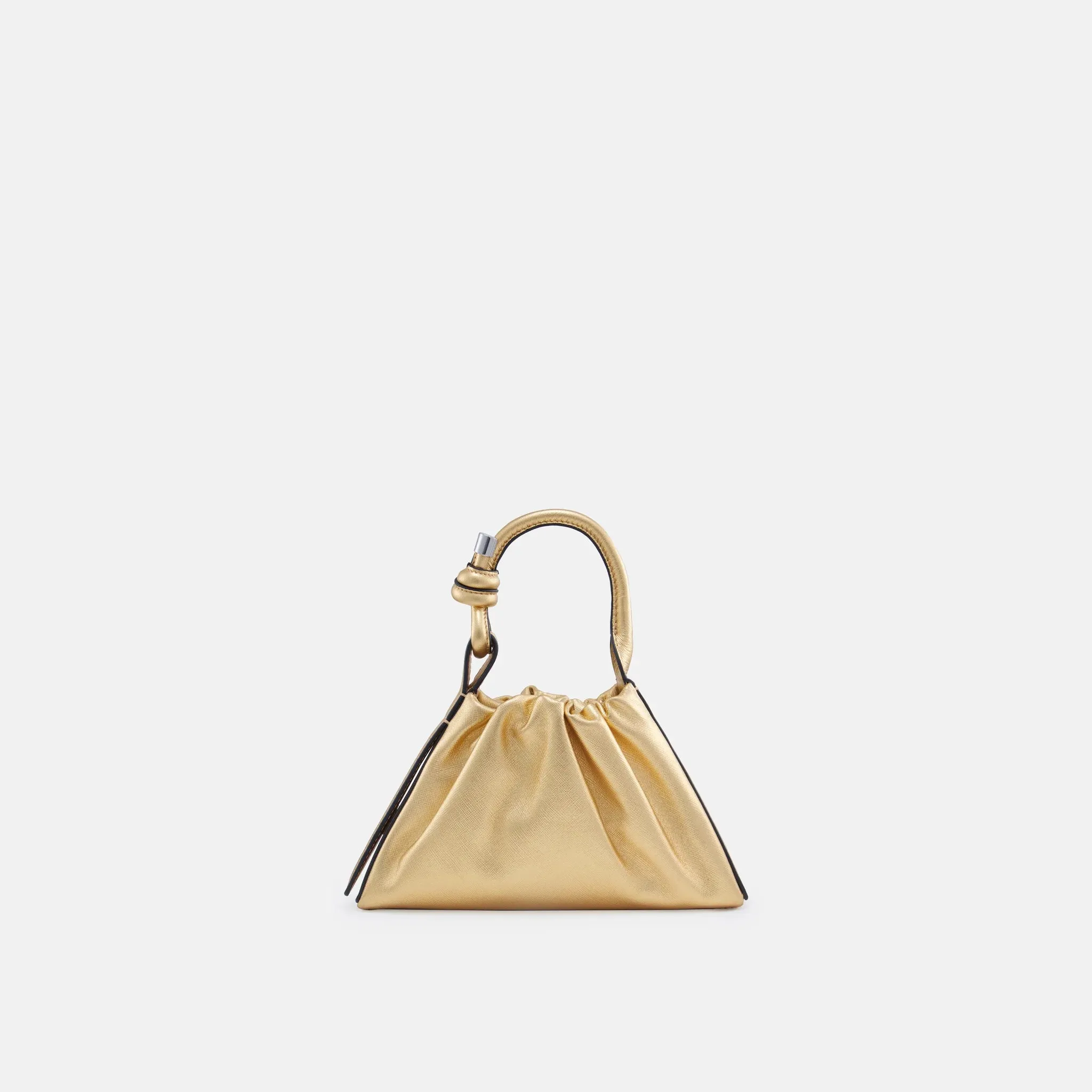 Tina Baguette Mini Metallic Ruched Bag - Gold