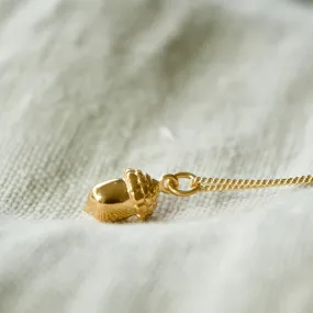 Tiny Gold Acorn Charm Necklace