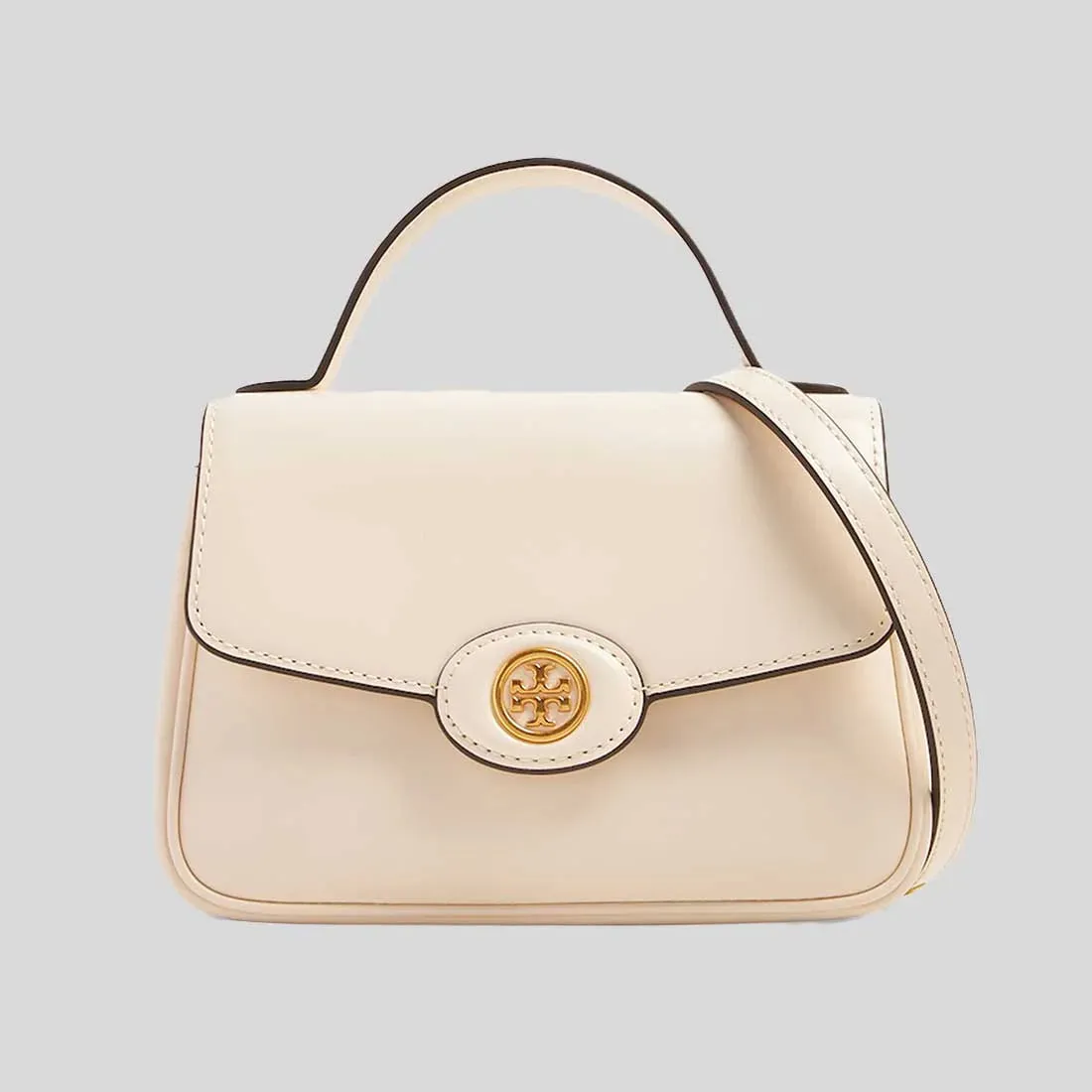 TORY BURCH Small Robinson Spazzolato Top-Handle Bag Light Cream RB-153233