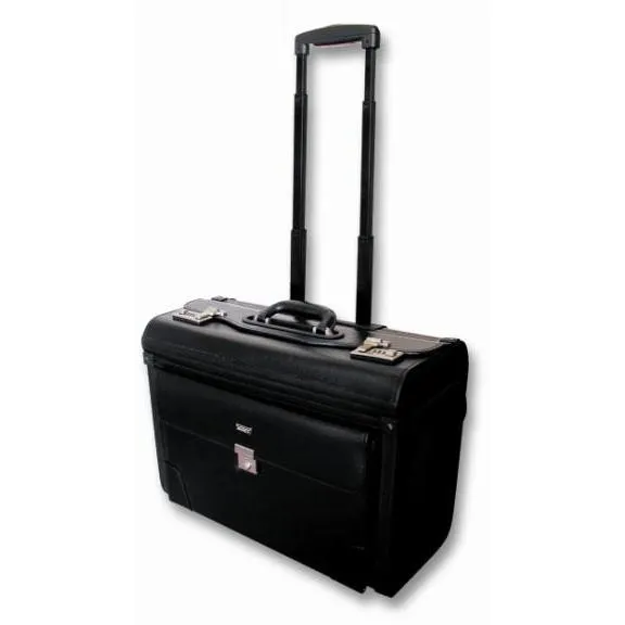 Tosca PVC 17" Laptop Pilot Case With Wheels | Black