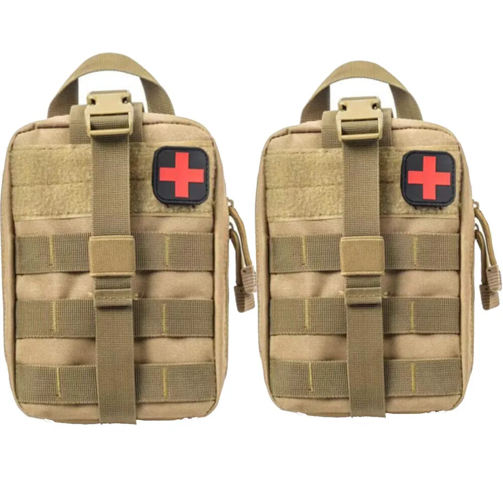 US 1-2 Pc Tactical Molle Pouch Medical First Aid Bag Military Emergency Survival