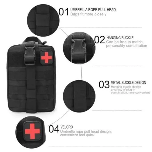 US 1-2 Pc Tactical Molle Pouch Medical First Aid Bag Military Emergency Survival