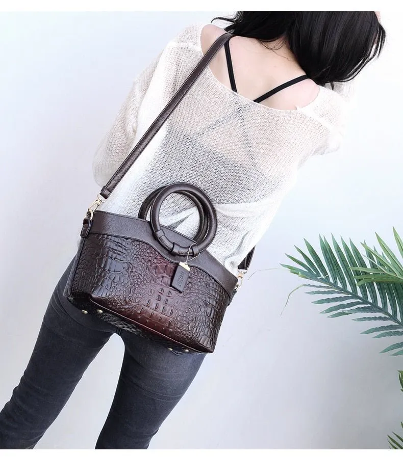 VALENKUCI Leather Crossbody Zipper Closure Handbag Crossbody Shoulder Bag