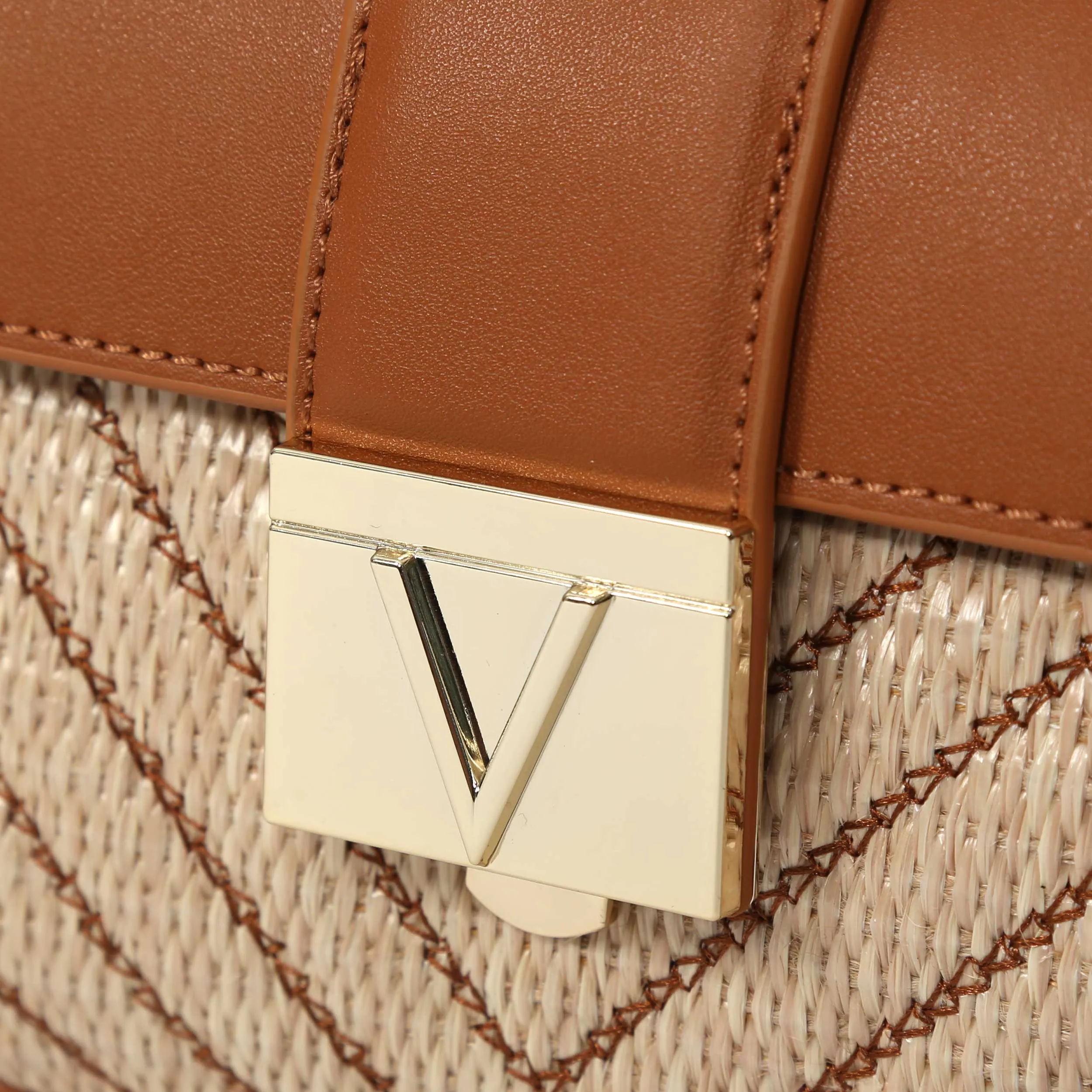 Valentino Bags Tribeca Ladies Shoulder Bag in Natural & Tan